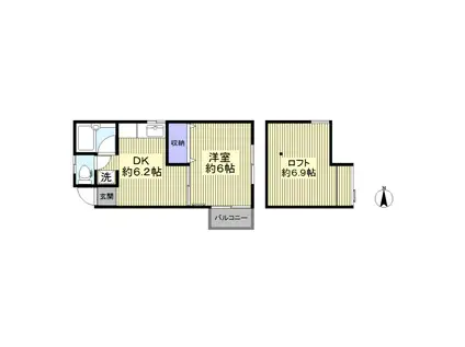 秀和IIハイツ(1DK/2階)の間取り写真