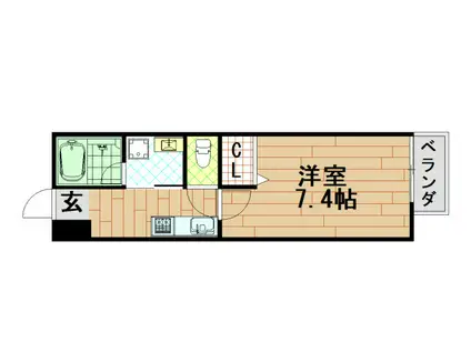 CASACOZY山根町(1K/1階)の間取り写真