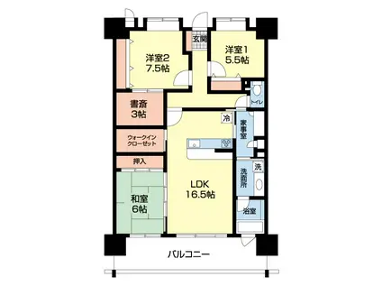コアマンションマリナシティ長崎D棟(3SLDK/11階)の間取り写真