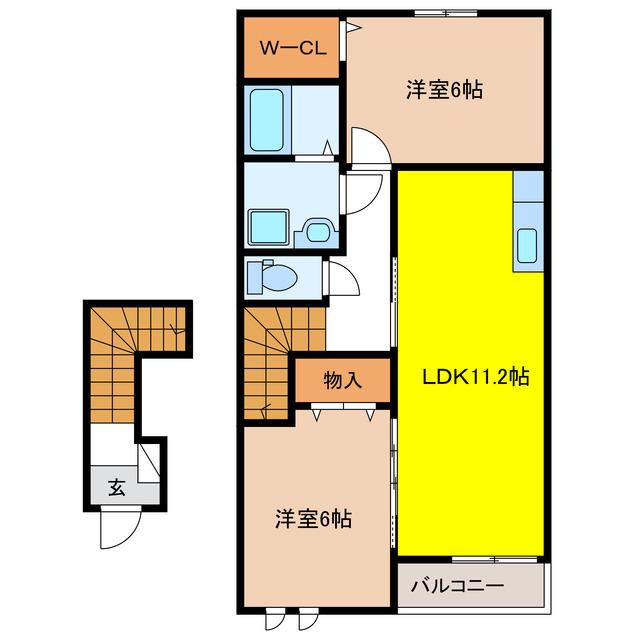 ワームス(2LDK/2階)の間取り写真