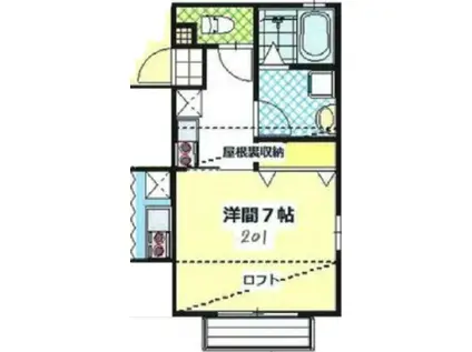 ラヴィクレール平和台(1SK/2階)の間取り写真