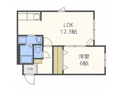 クローバー西麻生(1LDK/4階)の間取り写真