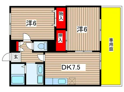 サンガーデン西山本B(2DK/1階)の間取り写真