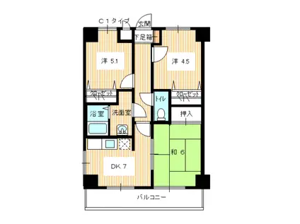 ノビリティ新下関(3DK/3階)の間取り写真
