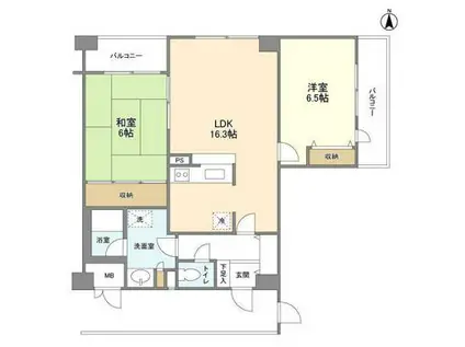 アクシス調布(2LDK/9階)の間取り写真