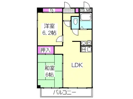 エム・ステージ白磁楼(2LDK/3階)の間取り写真