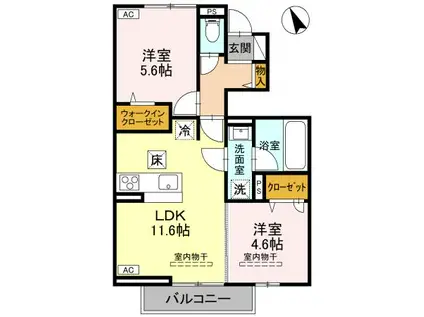 D-ROOMTORISIAS花垣 II102(2LDK/1階)の間取り写真