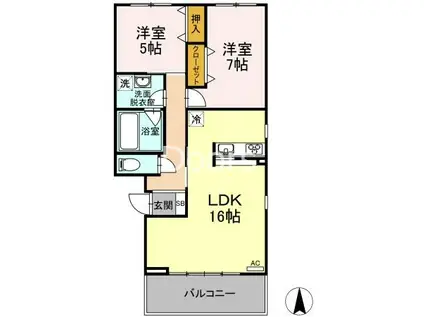 コート・ラベンダー北長瀬(2LDK/3階)の間取り写真