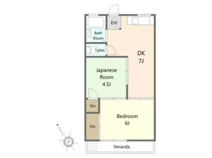 本郷ビレッジ(2DK/4階)の間取り写真