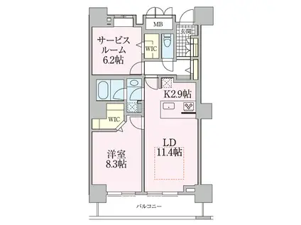 ロイヤルパークスタワー南千住(1SLDK/27階)の間取り写真