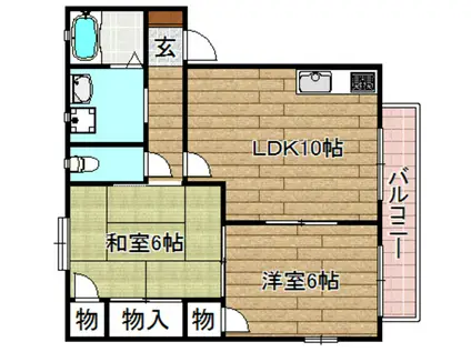 スウィートオクトパス(2LDK/1階)の間取り写真