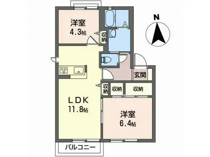 メルベーユサーラA(2LDK/2階)の間取り写真