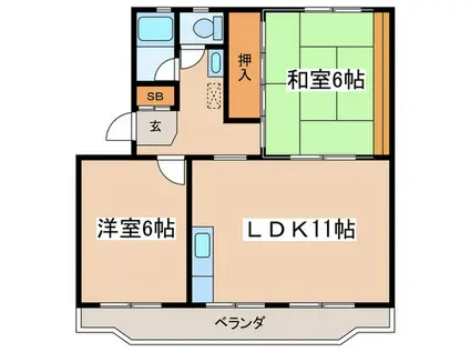 ロイヤルハイツ(2LDK/4階)の間取り写真