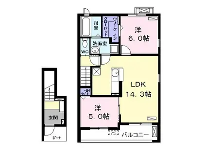 ジョイ ホリーJOYHOLY(2LDK/2階)の間取り写真