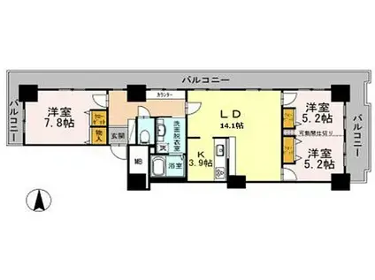 品川シーサイドビュータワーII(3LDK/19階)の間取り写真