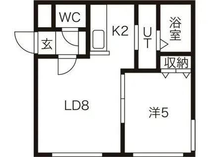 プリマクラッセ環状通東(1LDK/2階)の間取り写真