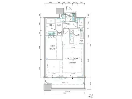 パークタワー勝どき サウス棟(1LDK/48階)の間取り写真