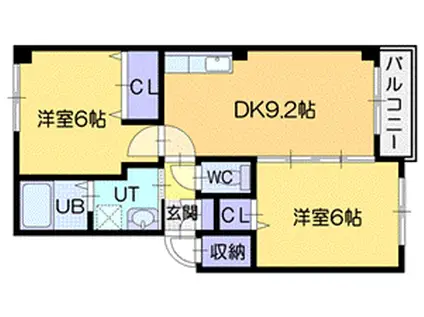 サニーレジデンス壱番館(2DK/1階)の間取り写真
