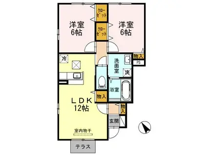 ブランカコート 守山市今宿(2LDK/1階)の間取り写真