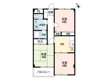 パレスF(3DK/3階)の間取り写真