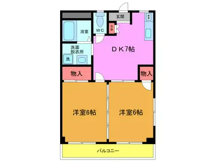 ウィズ南行徳(2DK/2階)の間取り写真