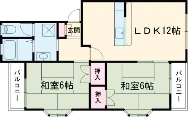 チェスナットコートII(2LDK/1階)の間取り写真