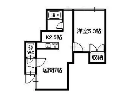 スマイル東旭川(1DK/2階)の間取り写真