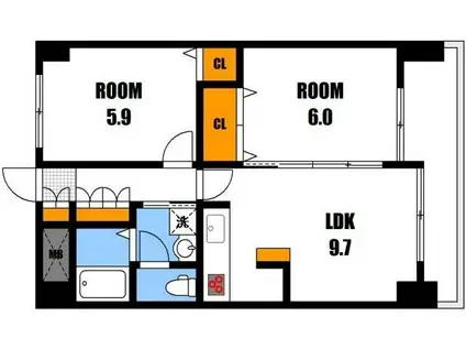 リブレスト(2LDK/4階)の間取り写真