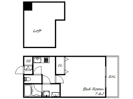 ヴィアーノ神戸上筒井通イースト(1K/2階)の間取り写真