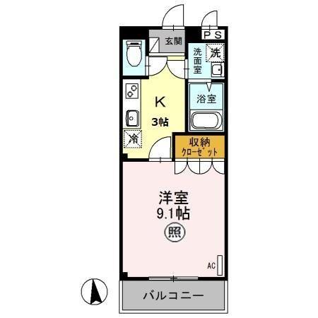 ODYSSEY(1K/2階)の間取り写真