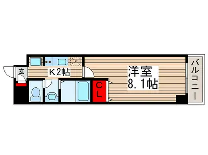 カーサ松戸(1K/5階)の間取り写真