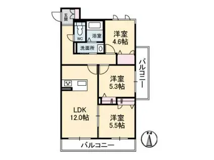 シャーメゾン丸亀(3LDK/3階)の間取り写真