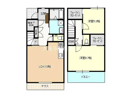 GLANZ HEIM喜々津A(2LDK/1階)の間取り写真