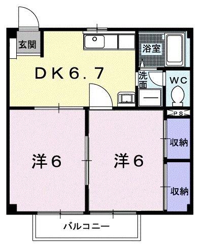 メゾンルミエール(2DK/1階)の間取り写真