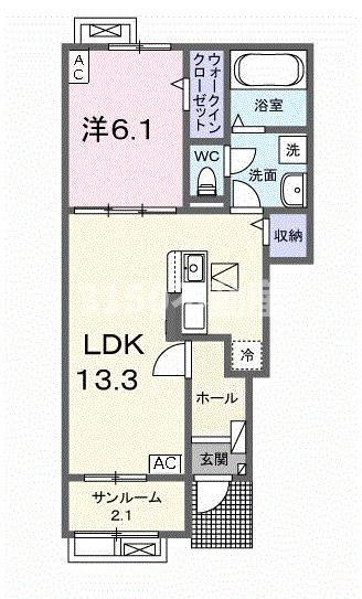 ジュピターII(1LDK/1階)の間取り写真