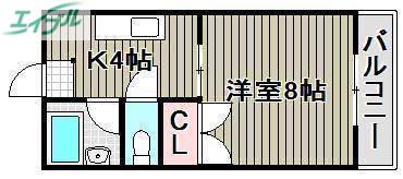 メゾン大福(1K/4階)の間取り写真