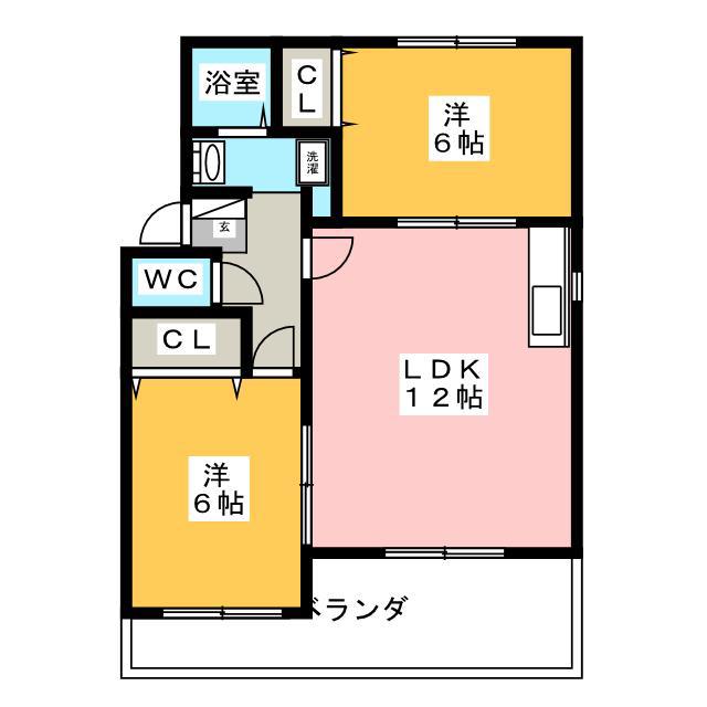 コアロード戸崎(2LDK/2階)の間取り写真