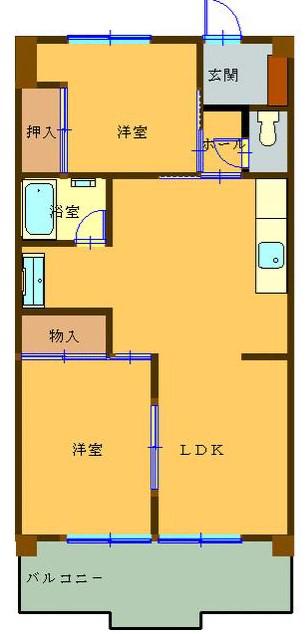 第2サンハイツ余合(2LDK/3階)の間取り写真