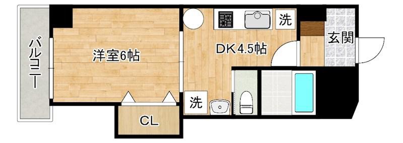 馬借タカヤコーポレーションビル(1DK/6階)の間取り写真
