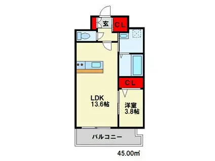 LEGEND111(1LDK/4階)の間取り写真