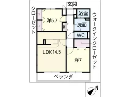 CASTLE27(2LDK/2階)の間取り写真