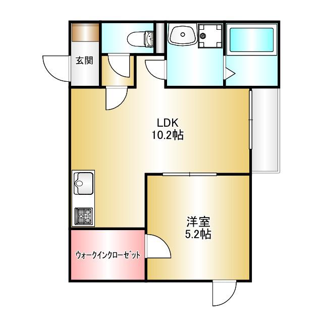 BR上古賀(1LDK/1階)の間取り写真