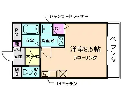 セレーノオノハラ(ワンルーム/2階)の間取り写真