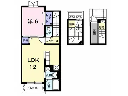 アンブラッセII(1LDK/3階)の間取り写真