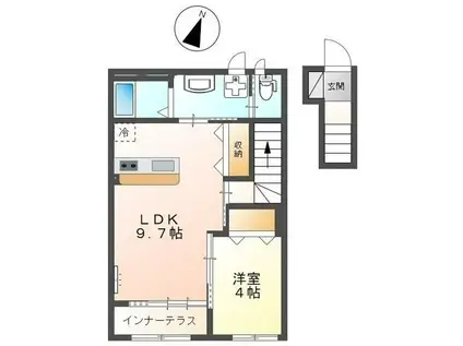 グランブレス日向(1LDK/2階)の間取り写真