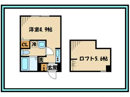 ジオーレ稲田堤(ワンルーム/1階)の間取り写真