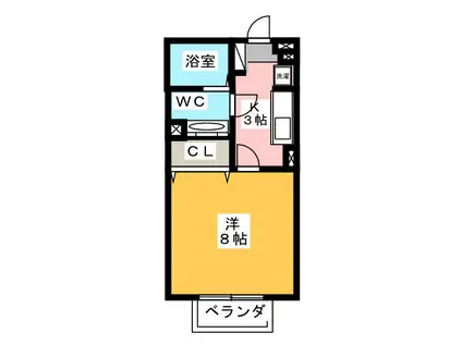 リベルコート(1K/1階)の間取り写真