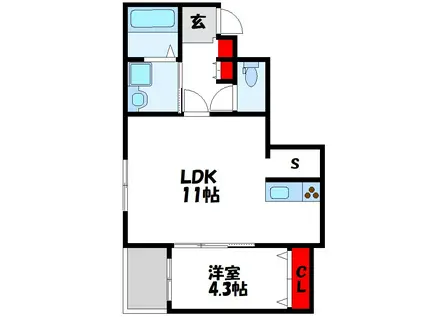 ロイズ空港前(1SLDK/5階)の間取り写真