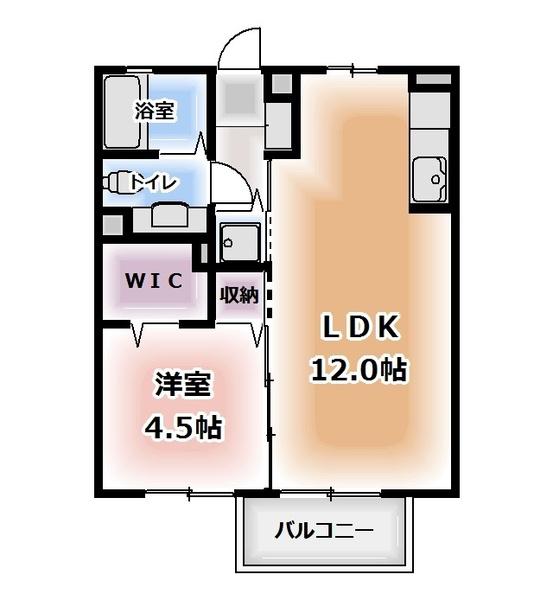グランブルー(1LDK/2階)の間取り写真