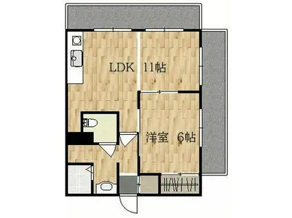 柏田第3ビル(1LDK/3階)の間取り写真